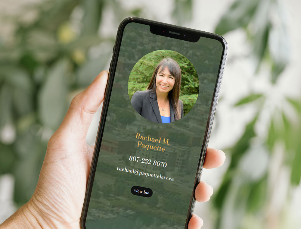 Paquette Law firm website viewed on mobile phone
